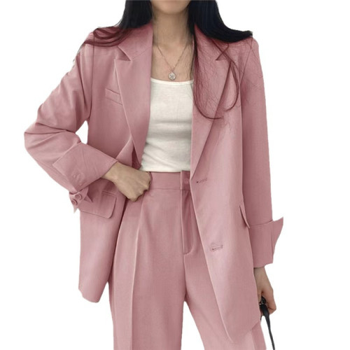 2024流行時尚套裝春秋款六色西裝外套高級感職業西服褲子兩件套女