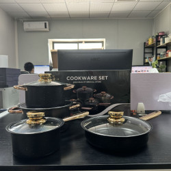 8pcs不鏽鋼鍋具套裝廚房套裝鍋具酒店麥飯石鍋具四套裝