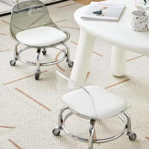 亞克力萬向輪矮凳靜音透明靠背小椅子帶娃滑輪矮凳子網紅換鞋凳子 亞克力萬向輪矮凳靜音透明靠背小椅子帶娃滑輪矮凳子網紅換鞋凳子