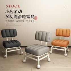 新款方形滑輪凳多色系靠背萬向輪學步小凳子換鞋凳家用帶輪帶娃