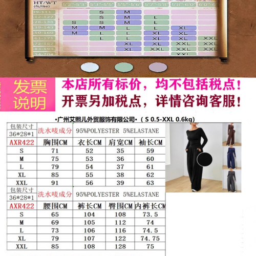 2025秋冬歐美套裝純色長袖休閒濶腿長褲時尚兩件套女裝