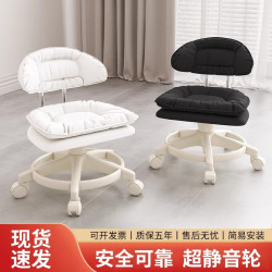 萬向輪小凳子帶滑輪矮凳家用換鞋凳兒童靠背椅子客廳圓凳軟包板凳