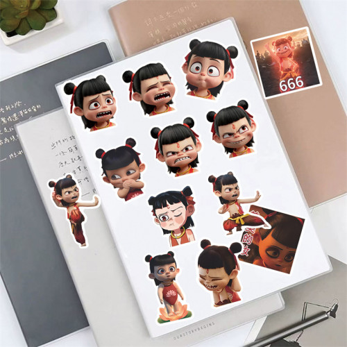 50張哪吒貼紙筆電手賬本保溫杯吉他收納箱拉桿箱stickers