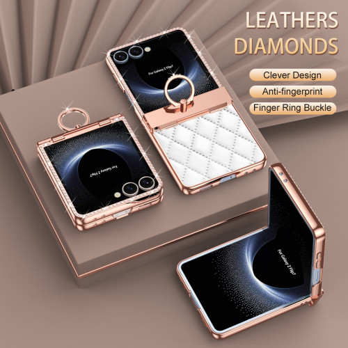 適用三星zflip7手機殼ZFLIP7FE摺疊螢幕鑽石小香風全包防摔保護皮套