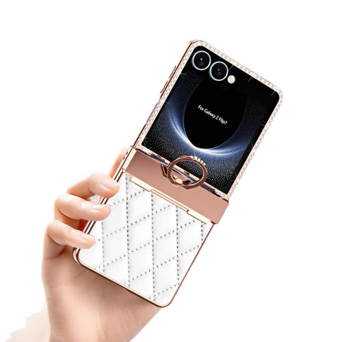 適用三星zflip7手機殼ZFLIP7FE摺疊螢幕鑽石小香風全包防摔保護皮套