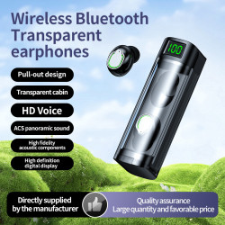 BQ60無線藍牙耳機抽拉倉數顯透明殼入耳式透明殼觸控運動可攜式