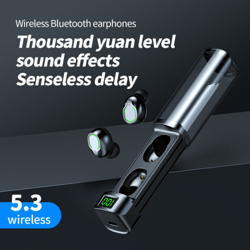 BQ60無線藍牙耳機抽拉倉數顯透明殼入耳式透明殼觸控運動可攜式