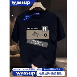WASSUP國潮重磅高檔夏季新款短袖男t恤潮牌潮流寬松純棉半袖上衣