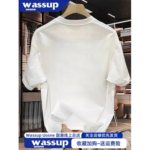 WASSUP國潮重磅高檔夏季新款短袖男t恤潮牌潮流寬松純棉半袖上衣