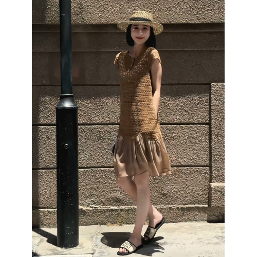 法式氣質名媛網紗拼接連衣裙女2025夏季新款時尚顯瘦百搭減齡短裙