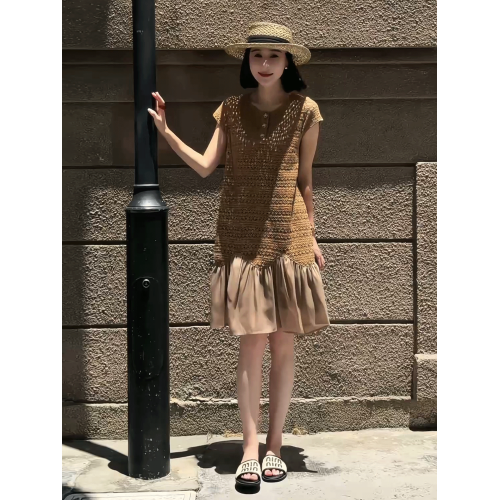 法式氣質名媛網紗拼接連衣裙女2025夏季新款時尚顯瘦百搭減齡短裙