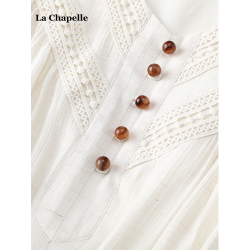 拉夏貝爾/La Chapelle波西米亞收腰連衣裙女夏季新款法式溫柔長裙