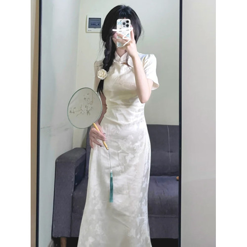 新中式國風高級感氣質連衣裙子女裝夏季2025新款改良旗袍收腰長裙