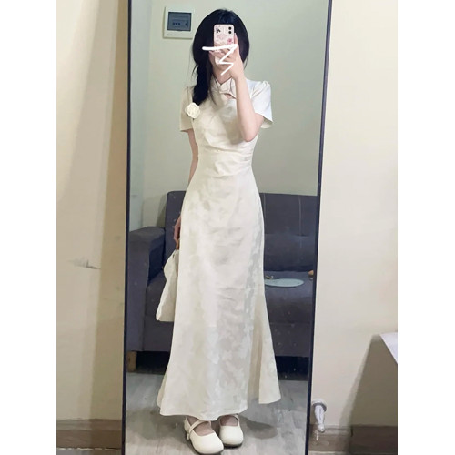 新中式國風高級感氣質連衣裙子女裝夏季2025新款改良旗袍收腰長裙
