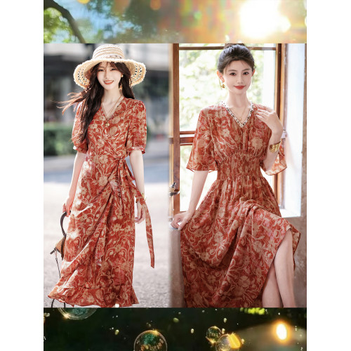 趙大喜｜熱烈的夏天/連衣裙-氣質版｜100真絲連衣裙2025收腰長裙