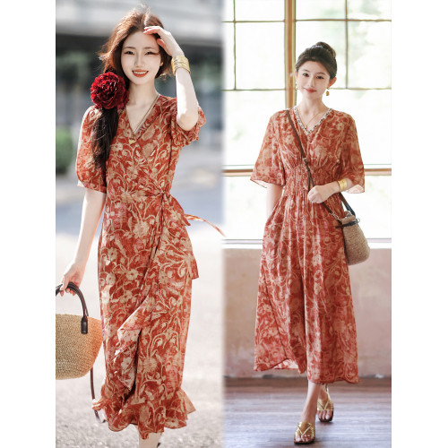 趙大喜｜熱烈的夏天/連衣裙-氣質版｜100真絲連衣裙2025收腰長裙