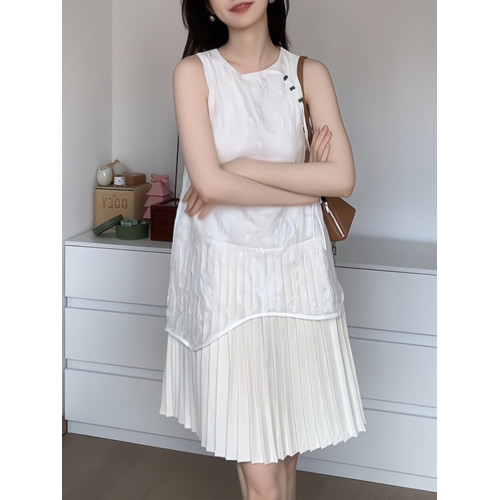 夏日絕美超好看獨特漂亮裙子2025新款減齡國風新中式連衣裙百褶女