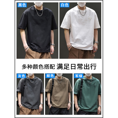 2025新款短袖男生夏季薄款休閒潮流寬松百搭帥氣純棉男T恤