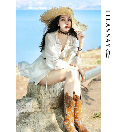 【張婧儀同款】ELLASSAY歌力思新款桑蠶絲法式約會白色連衣裙釣系