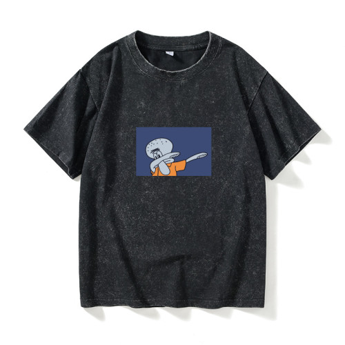 卡通動漫海綿寶寶派大星章魚哥嘻哈hiphop男T恤短袖個性衣服女男