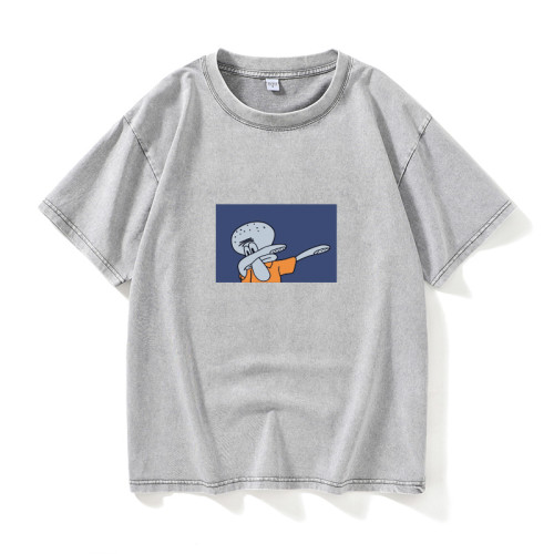卡通動漫海綿寶寶派大星章魚哥嘻哈hiphop男T恤短袖個性衣服女男