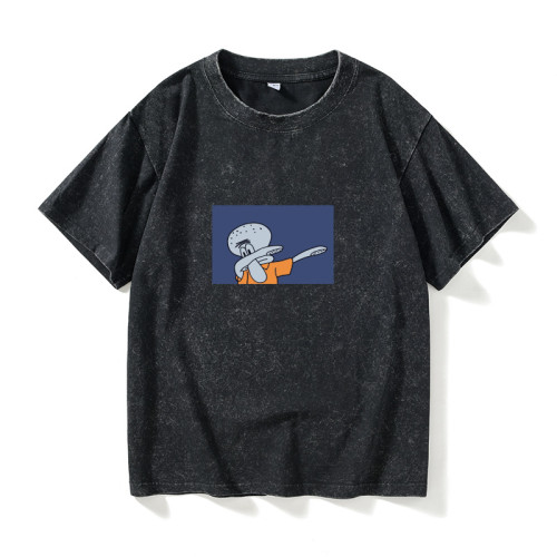 卡通動漫海綿寶寶派大星章魚哥嘻哈hiphop男T恤短袖個性衣服女男