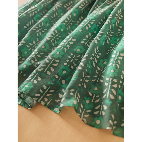 簡漫【綠蘿輕蔓】天絲亞麻 腰部不規則設計 寬鬆碎花無袖連衣裙女