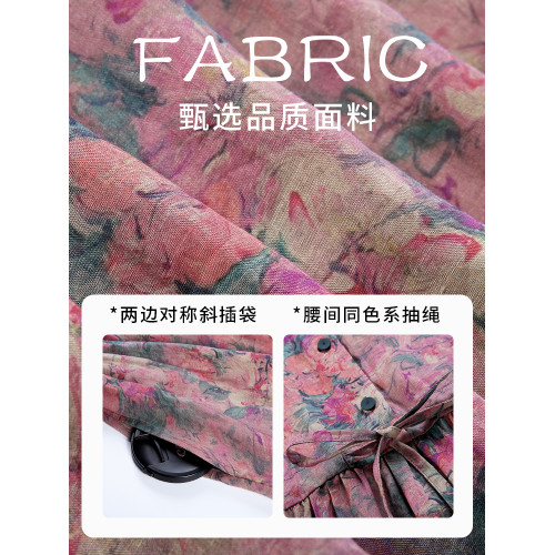 品牌復古苧麻連衣裙女2025夏季新款媽媽女裝今年流行爆款碎花裙子