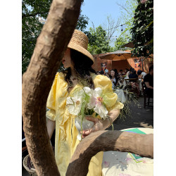 heidy海蒂 長崎夏日 木耳邊蕾絲寬鬆麻棉連衣裙女2025初夏穿搭