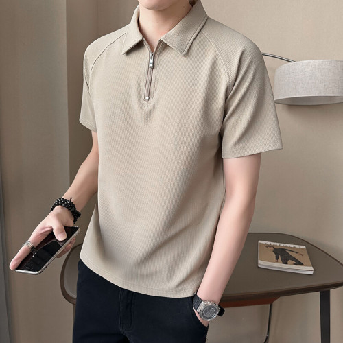 2024夏季男士短袖T恤純色休閒POLO衫百搭翻領男T恤B317/1130/P55