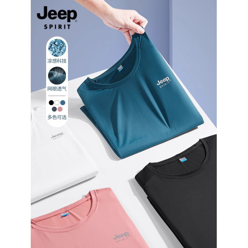 JEEP SPIRIT男士速乾男t恤短袖夏季運動上衣新款大碼冰絲男裝衣服