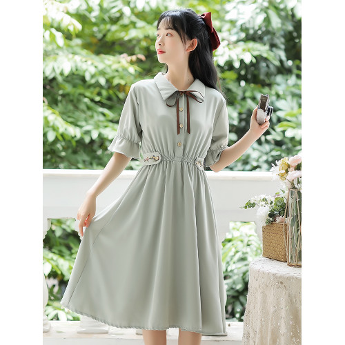 Next  Kiss夏天學院風連衣裙女裝夏季學生森系簡約少女長裙子仙女