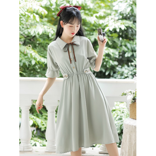 Next  Kiss夏天學院風連衣裙女裝夏季學生森系簡約少女長裙子仙女