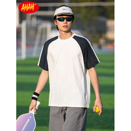 AHAH夏季涼感戶外男t恤短袖吸溼速乾透氣抗菌上衣防曬運動體恤衫