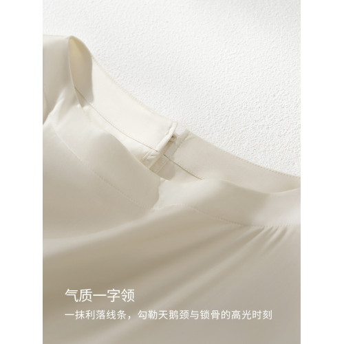 IHIMI海謐簡約輕薄天絲亞麻氣質拼接連衣裙女2025夏季高級感裙子