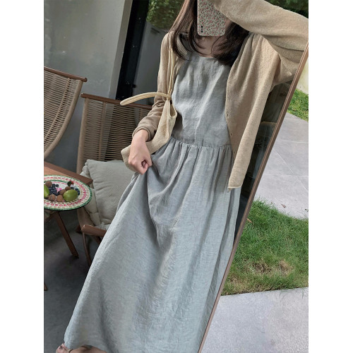 ZNG SHOP女裝“小滿倉”色織亞麻juju愛的通勤松弛感連衣裙