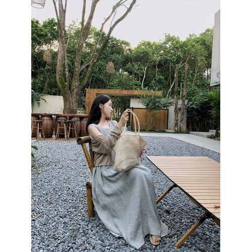 ZNG SHOP女裝“小滿倉”色織亞麻juju愛的通勤松弛感連衣裙