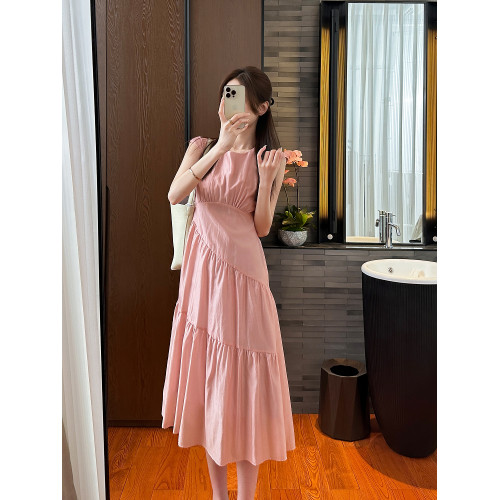 YOU SEE/柚見  強推！是我愛的優雅女人味~  粉色法式天絲連衣裙