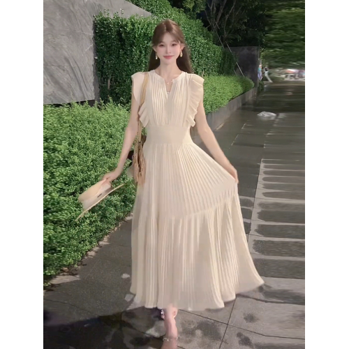 高個子172加長版夏季法式氣質白色飛袖連衣裙絕美度假風V領長裙子