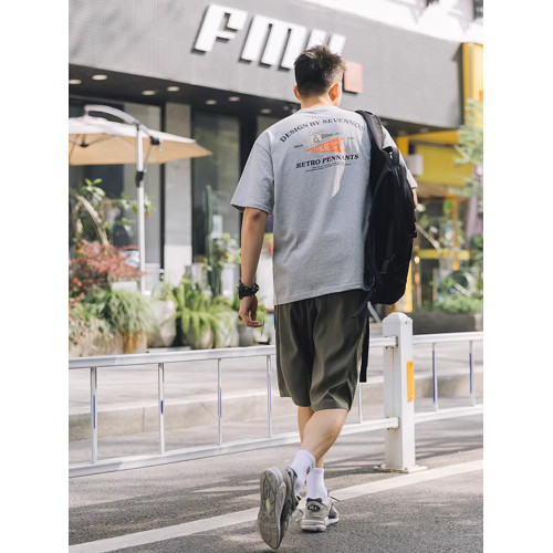 日系復古創意印花短袖男T恤夏季新款美式休閒寬松半袖體恤上衣潮