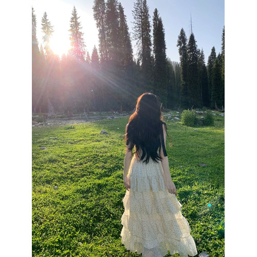 法式風波點連衣裙女絕美氣質抹胸吊帶裙子收腰顯瘦蛋糕長裙夏季裝