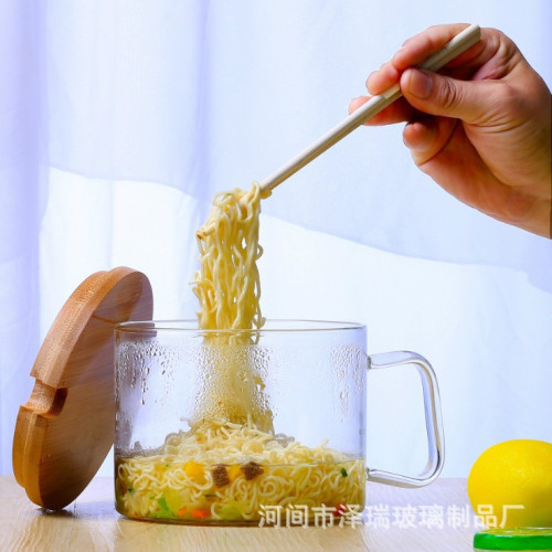 玻璃泡麵碗 帶蓋大容量泡麵神器宿捨沙拉碗 可明火微波爐加熱