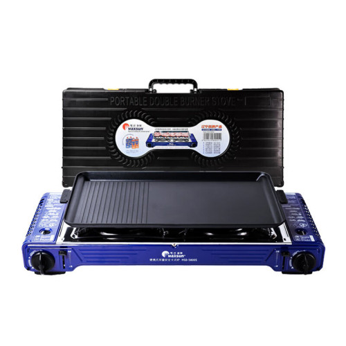 脈鮮MS-5800S雙爐頭卡式爐大寬烤盤防風家用戶外野營多功能瓦斯爐