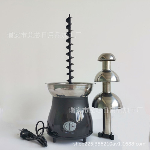 不鏽鋼四層巧克力機家用派對硃古力噴泉瀑布自助餐融化噴泉機