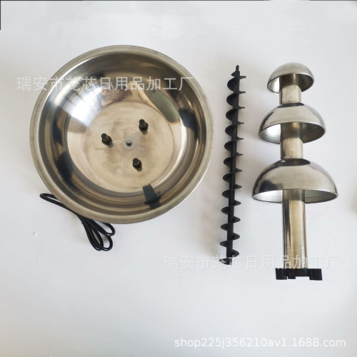 不鏽鋼四層巧克力機家用派對硃古力噴泉瀑布自助餐融化噴泉機