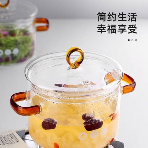 高硼矽玻璃鍋燉湯家用煮鍋瓦斯明火耐高溫湯耐高溫玻璃鍋