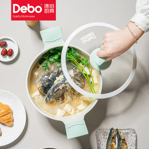 Debo/德鉑希維亞24cm湯鍋家用瓦斯電磁爐煮湯鍋不沾鍋燉肉煲湯鍋