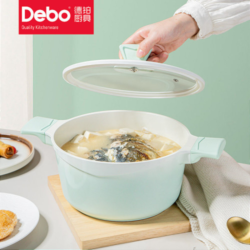 Debo/德鉑希維亞24cm湯鍋家用瓦斯電磁爐煮湯鍋不沾鍋燉肉煲湯鍋