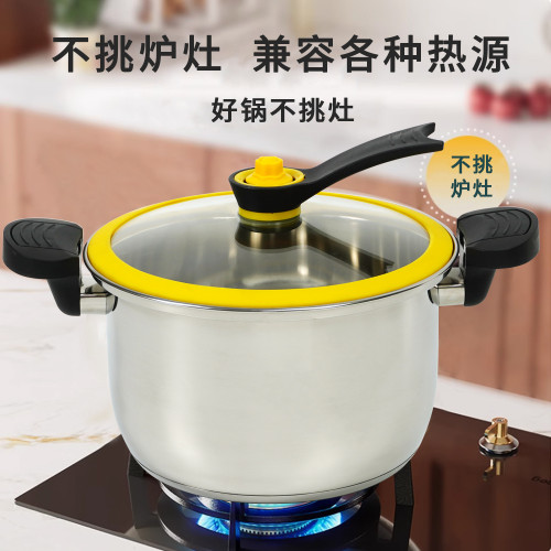 不鏽鋼不沾炒鍋多功能微壓鍋煮燉湯鍋家用力鍋電磁爐瓦斯爐用高壓