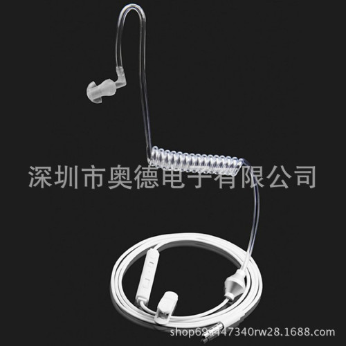 手機耳機3.5MM帶麥單邊入耳真空螺旋琯真空導琯彈簧耳機